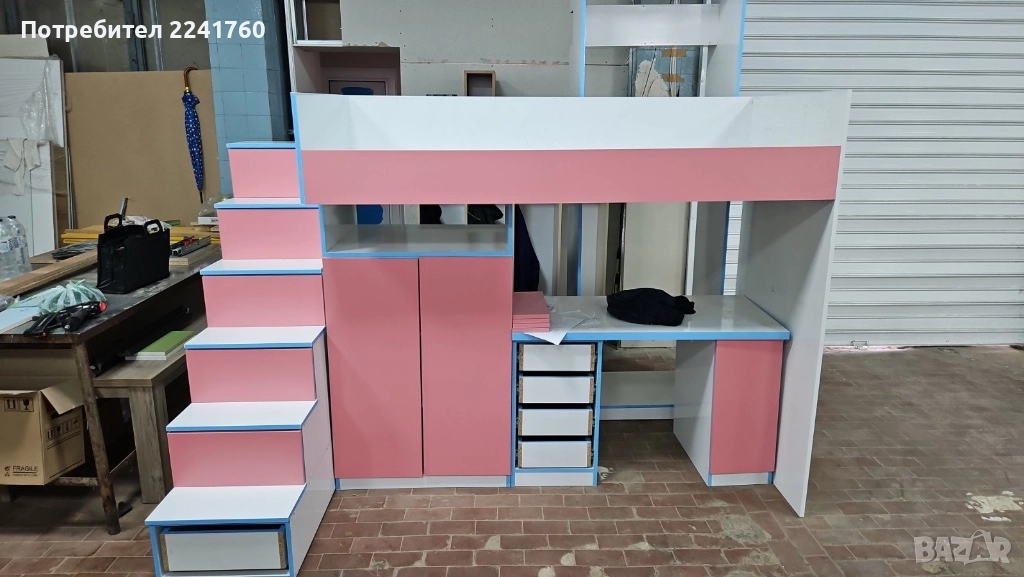 Двуетажно легло с гардероб, снимка 1