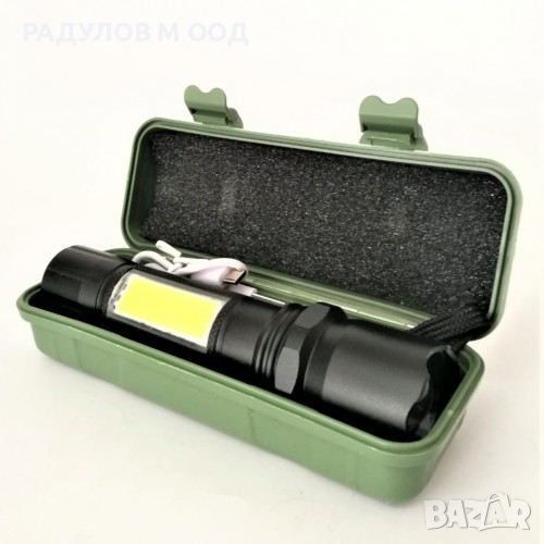 Мощен LED фенер 2в1 с акумулаторна батерия 14 см / 1296, снимка 1