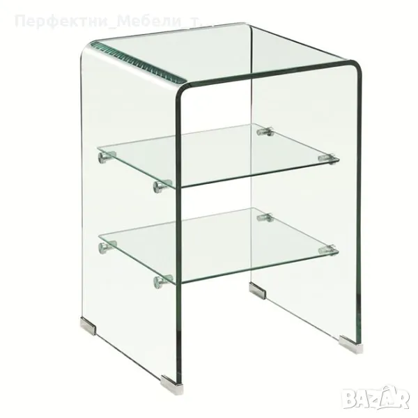 Нощно универсално дизайнерско шкафче от прозрачно стъкло, снимка 1