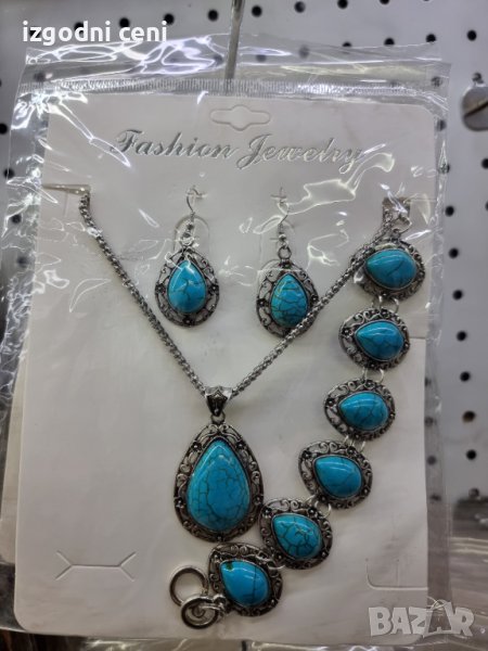 Комплект колие, гривна и обеци естествени камъни- модел 10, снимка 1