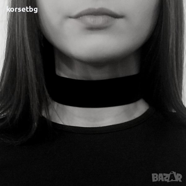 Ръчно изработен дамски чокър от кадифе с висулка сърце 20345, снимка 1