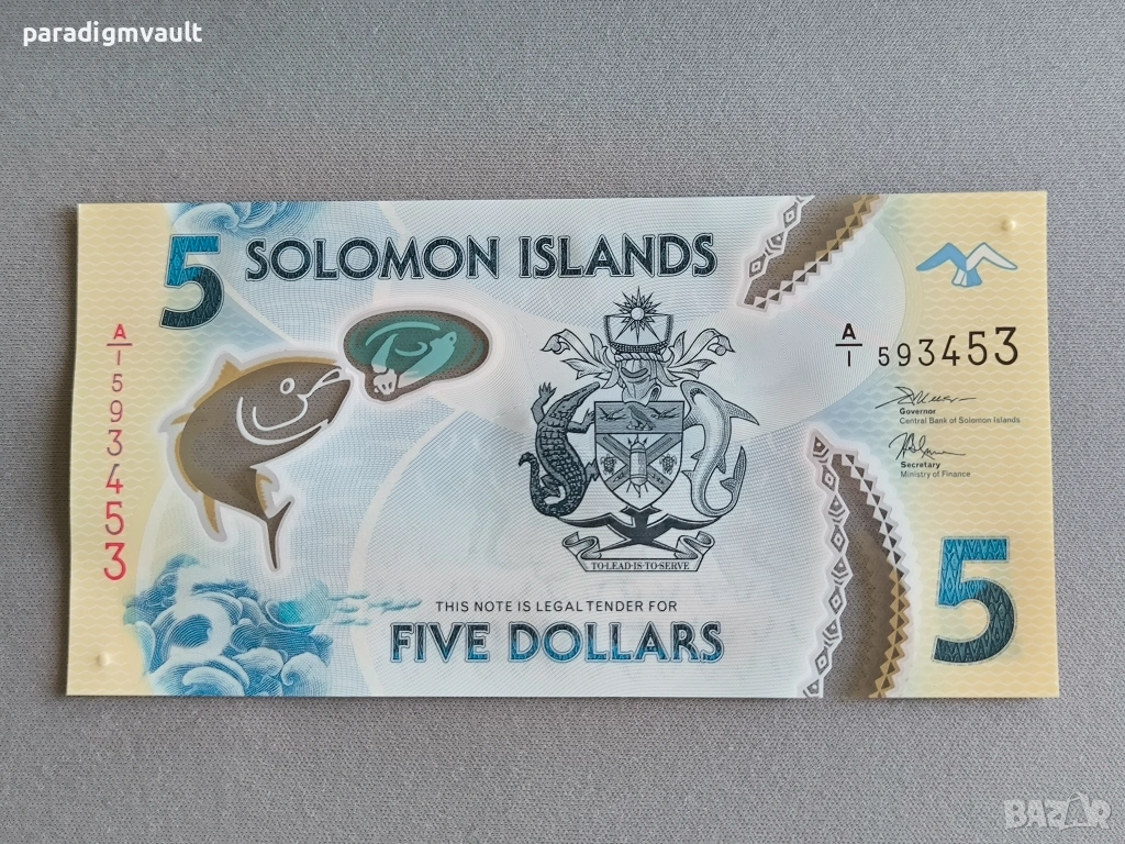 Банкнота - Соломонови острови - 5 долара UNC | 2019г., снимка 1