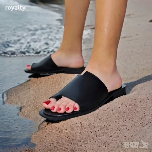 Равни чехли - черна кожа с черен кант, снимка 1