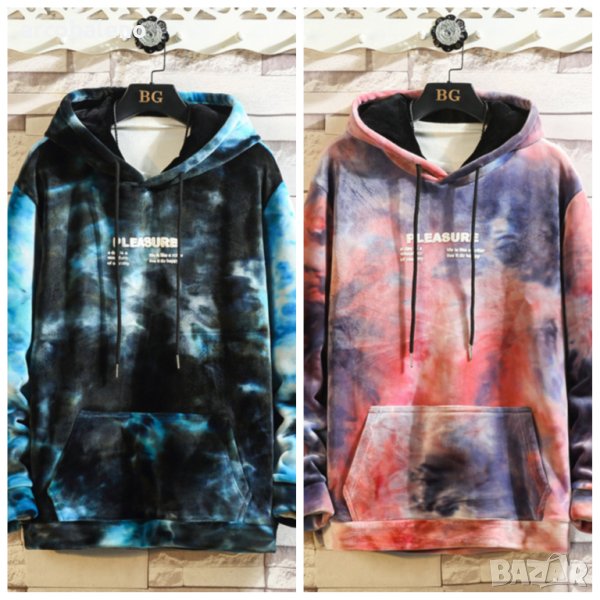 Моден мъжки суичър с реверсивна подплата от гингам, 2цвята , снимка 1