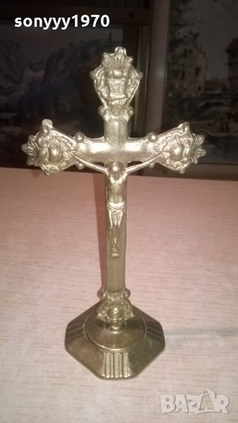 кръст с христос-21х11х8см-мед/месинг-внос швеция, снимка 1