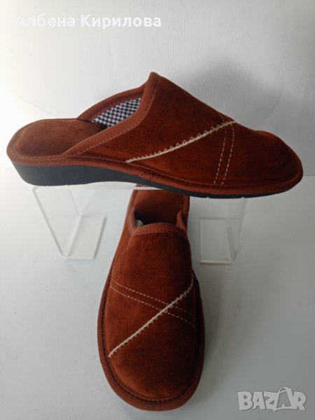 БГ естествени 37 и 38 пантофи, кафеви, снимка 1