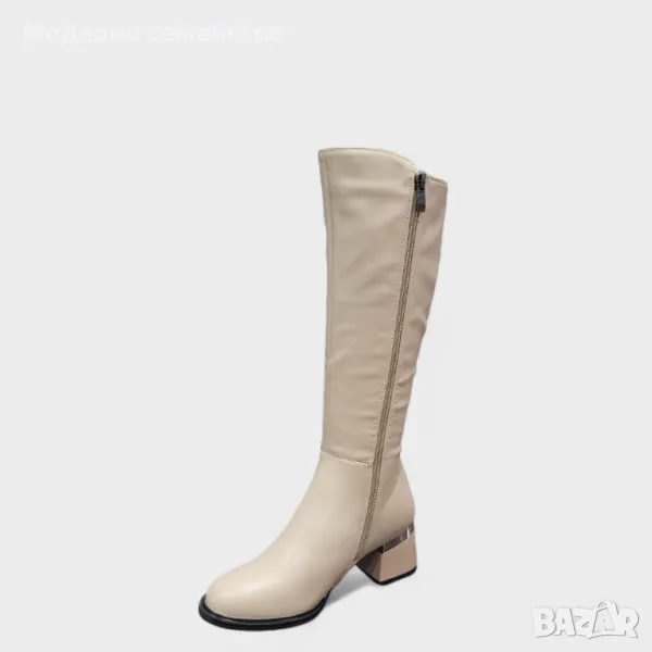 Дамски чизми в бежаво с цип , снимка 1