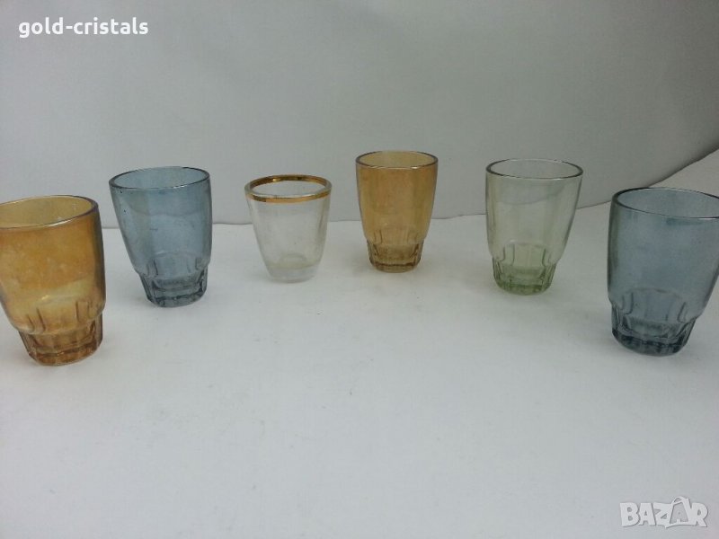 Стъклени чаши чашки цветно стъкло, снимка 1