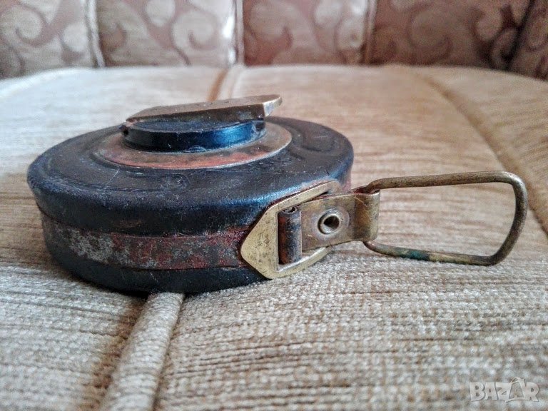 Стара кожена ролетка, рулетка с метална лента 10 м(10.3), снимка 1