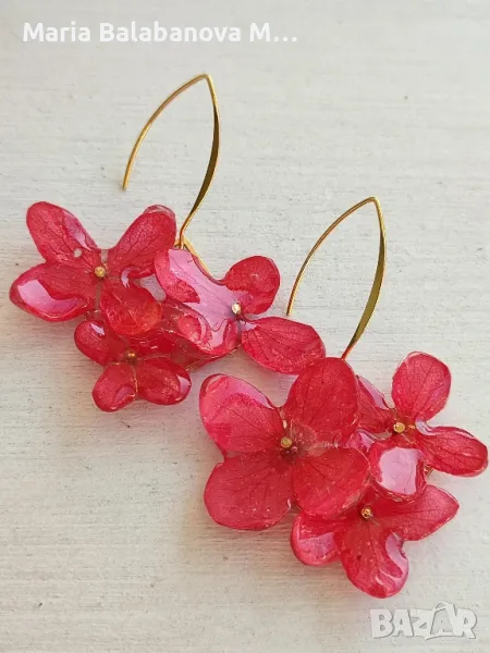 Обеци от епоксидна смола и естествени цветя., снимка 1