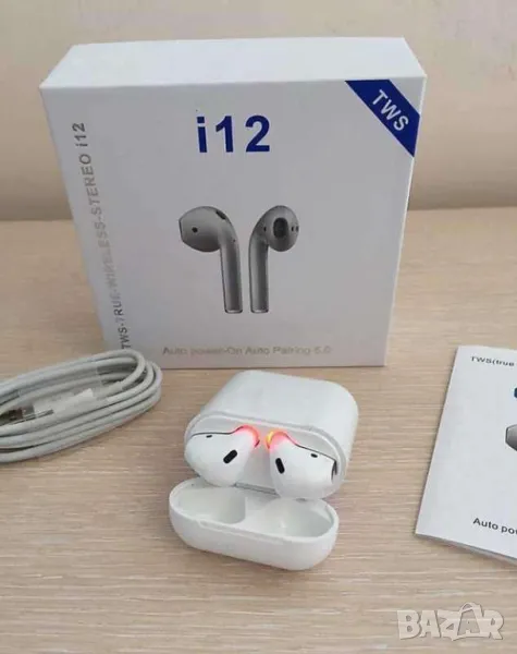 Безжични слушалки съвместими с функция за контрол чрез докосване i12 TWS , снимка 1