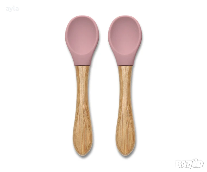 Бебешки силиконови лъжички с бамбук 2 бр. Lorelli, снимка 1