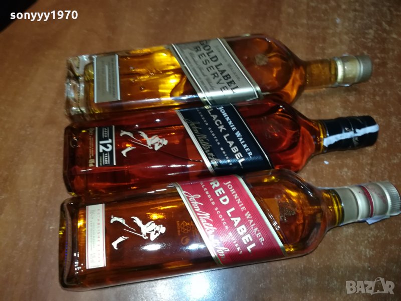 JOHNNIE WALKER X 3 GOLD+BLACK+RED ПРАЗНИ ШИШЕТА 2301221705, снимка 1