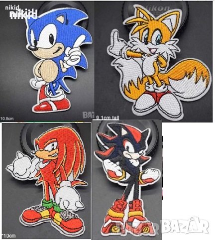 Соник Sonic голяма емблема апликация за дреха дрехи самозалепваща се картинка, снимка 1