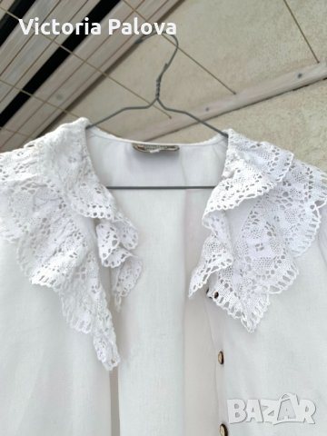 Ексклузивна риза(блуза),лен,кроше., снимка 4 - Ризи - 33201829