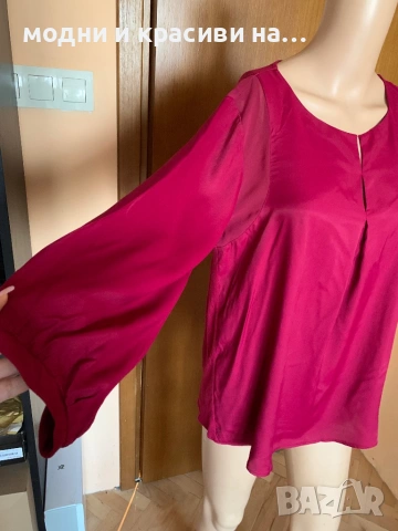 Дамска риза Massimo Dutti, цвят фуксия, размер L, снимка 4 - Ризи - 53525791