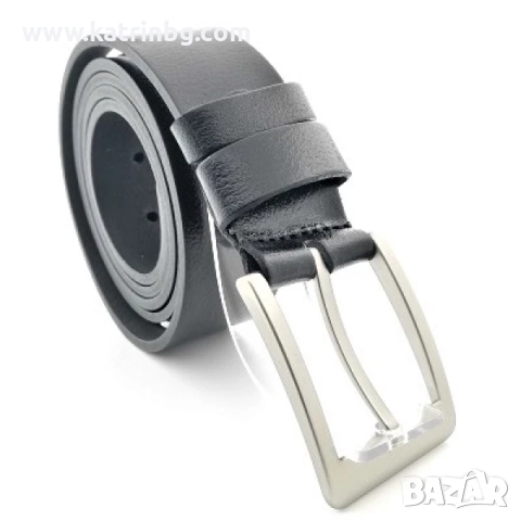 Мъжки колан за дънки естествена кожа в черен цвят, снимка 2 - Колани - 51643086