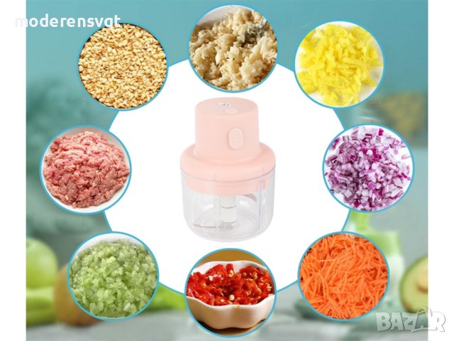 ДОМАШЕН ЕЛЕКТРИЧЕСКА БЕЗЖИЧЕН МИНИ КУХНЕНСКИ ЧОПЪР ЗА МЕСО,ЧЕСЪН ЗЕЛЕНЧУЦИ И ДР., снимка 4 - Чопъри и пасатори - 40752356