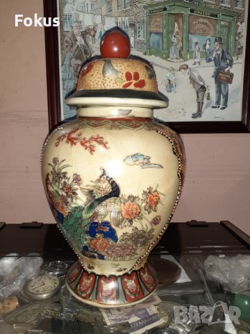 Сатцума Satsuma стара голяма ваза буркан порцелан печат