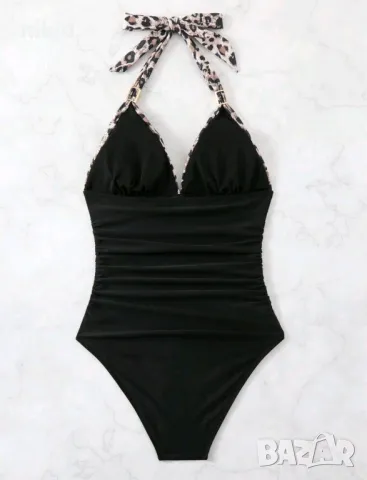 Дамски цял бански черен леопардов, снимка 3 - Бански костюми - 49703708