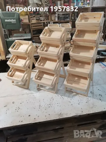 Мини стъпаловиден стелаж с 5 мини щайги, снимка 4 - Оборудване за магазин - 48985154