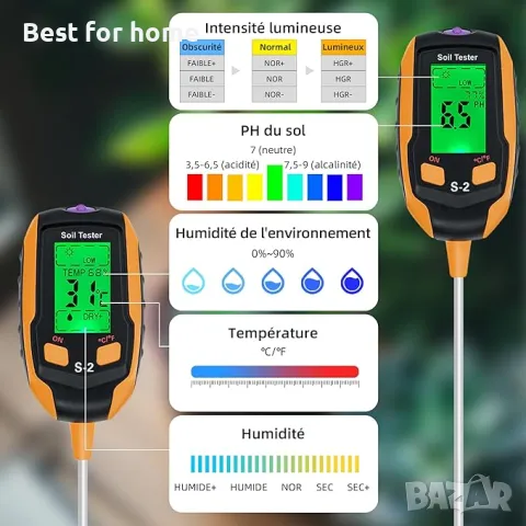  Уред за измерване на влага в почвата 5 в 1  Tolesum, снимка 4 - Напояване - 49661994