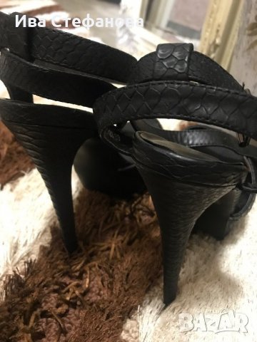 Дамски елегантни черни кожени сандали Shoe AQUARIUM, снимка 4 - Сандали - 28360173
