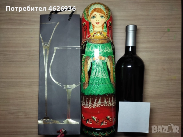 Ръчно рисувана дървена кутия за вино, снимка 2 - Ръчно изработени сувенири - 52982272