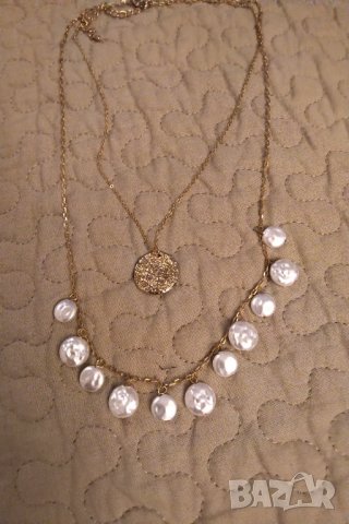  Позлатена сребърна огърлица с естествени перли  разпродажба , снимка 3 - Колиета, медальони, синджири - 33176071