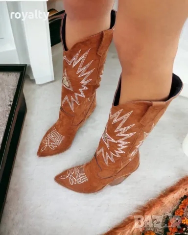 Ботуши на ток - камел велур