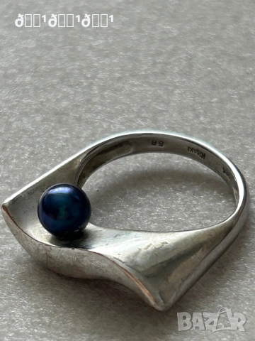 Марков сребърен пръстен с натурална морска черна перла Misaki , снимка 9 - Пръстени - 52813712