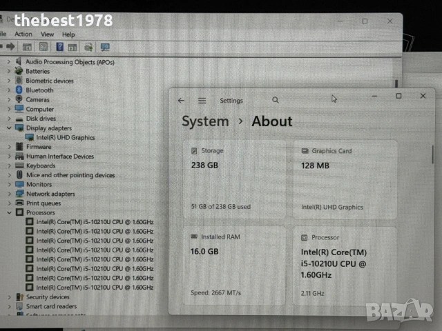 15.6 Lenovo L15`Core i5-10210U/16GB RAM/256GB SSD/Full HD IPS/Бат 12ч, снимка 7 - Лаптопи за работа - 53347672