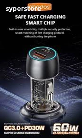 Зарядно 12-24V / 60W Digital One SP01134, Abodos as-gs22,Type C + USB,  Fast Charge, PD30W+QC3.0, Qu, снимка 3 - Зарядни за кола - 52287119