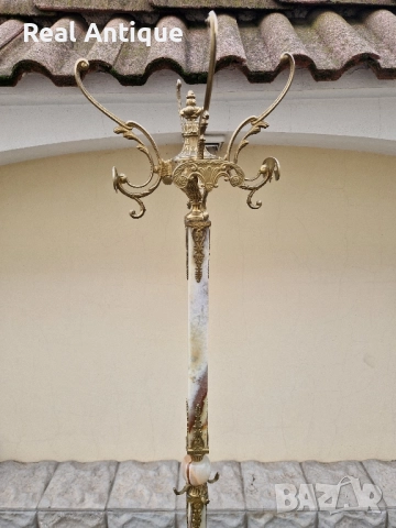 Страхотна антикварна френска подова закачалка бронз оникс , снимка 3 - Антикварни и старинни предмети - 52113565