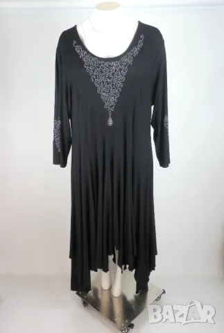 XXL-XXXL Дълга черна трикотажна рокля