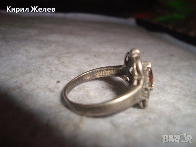 СТАР РУБИНЕН СРЕБЪРЕН АРТ ДЕКО СКЪПОЦЕНЕН ПРЪСТЕН ОКСИДИРАНО СРЕБРО 925 и ПЕЧАТ CW за КАМЪКА 27328, снимка 11 - Пръстени - 36795742