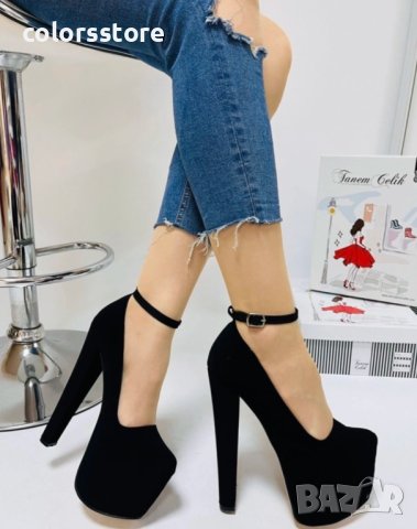 Обувки на ток - черен велур - GS100