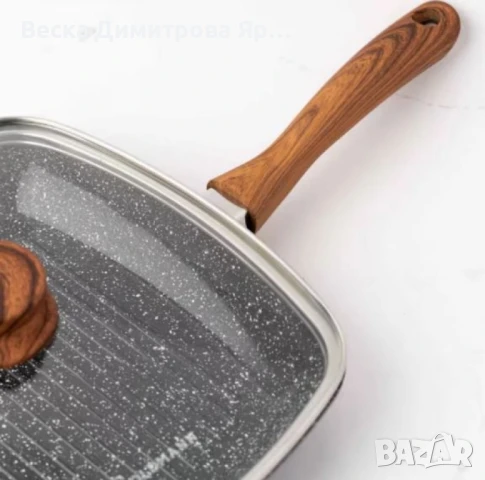 Тиган грил с капак Goldmann 24x7см./28x4.5см.– керамично покритие, лят алуминий, индукция, снимка 4 - Съдове за готвене - 50540602