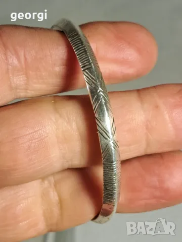 твърда отворена сребърна гривна , снимка 7 - Гривни - 48642013