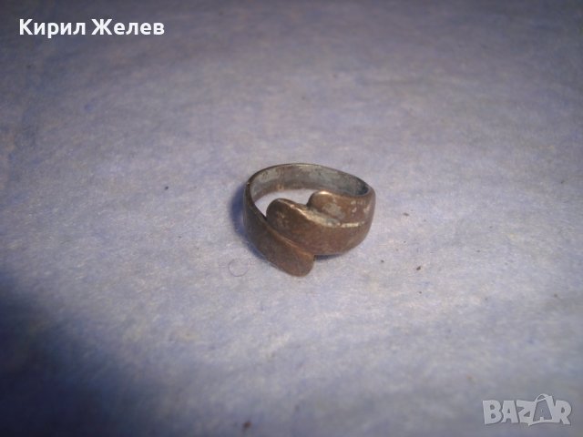СТАР МЕДЕН ПОСРЕБРЕН РЕТРО АРТ ПРЪСТЕН РЪЧНА ИЗРАБОТКА 27602, снимка 3 - Антикварни и старинни предмети - 37419010