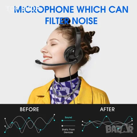 Нови USB слушалки с микрофон за офис, работа, бизнес с шумопотискане, снимка 7 - Слушалки и портативни колонки - 49450953