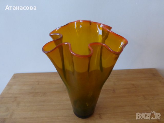 Стъклена ваза Мурано VENINI Amber, снимка 2 - Вази - 43822424