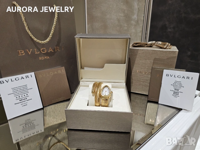 BVLGARI Serpenti Tubogas Snake Gold Diamonds Дамски Часовник, снимка 7 - Дамски - 53058199