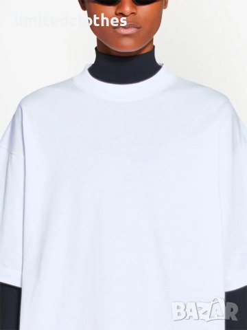 BALENCIAGA White Garde-Robe Care Label Logo Oversized Мъжка / Дамска Тениска size XS (М) и M (L), снимка 6 - Тениски - 42978941
