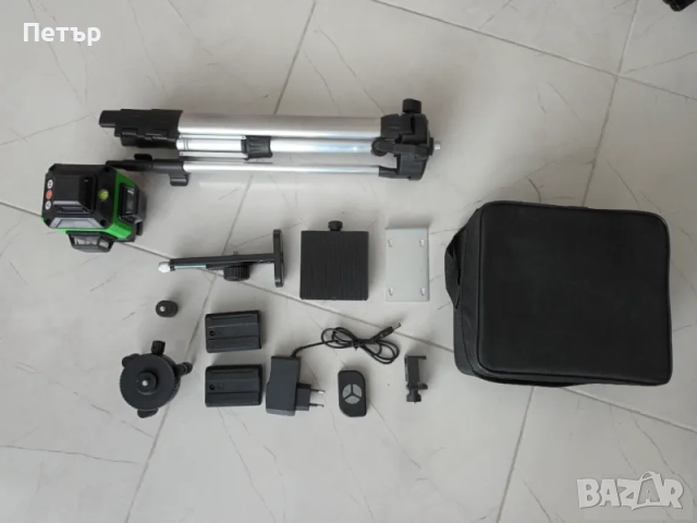 Лазерен нивелир 16 линии + 2 батерии, дистанционно, трипод 1м, магнитна стойка, IP54, снимка 6 - Кабели и адаптери - 42917155