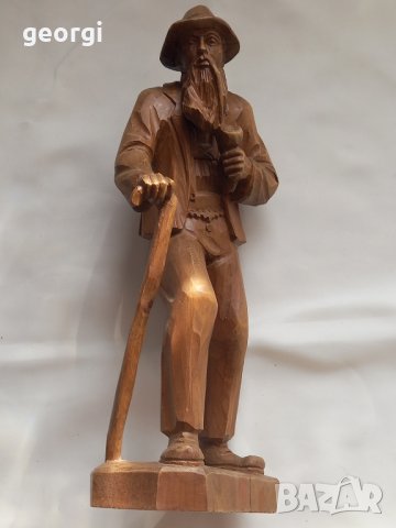 дърворезба старец с лула, снимка 2 - Декорация за дома - 44140498