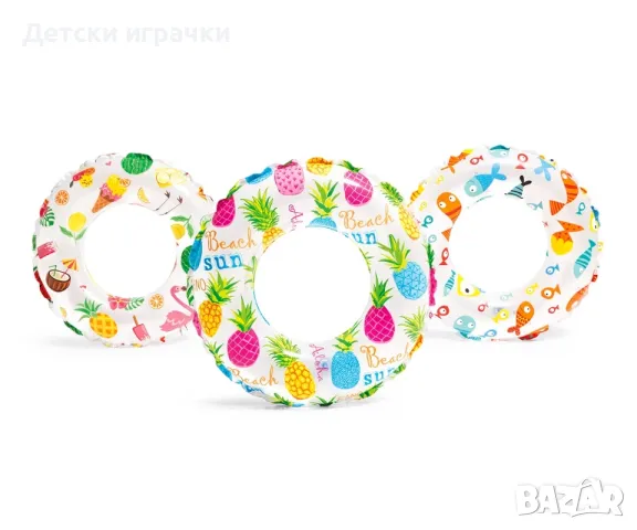 Детски надуваем пояс Intex Lively Print, 61 см, PVC, весели картинки, за деца 3-6 г, снимка 1