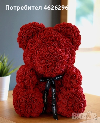 Мече от вечни рози . Перфектния подарък за всеки повод. Мече изработено от вечни рози. Зарадвайте лю, снимка 4 - Романтични подаръци - 52096848