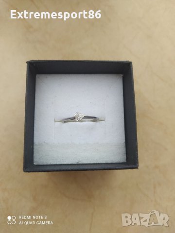 Годежен пръстен от платина с диамант , снимка 2 - Пръстени - 32932727