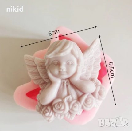 Ангел подпрян на рози дълбок силиконов молд форма фондан шоколад гипс свещ сапун, снимка 3 - Форми - 32714153